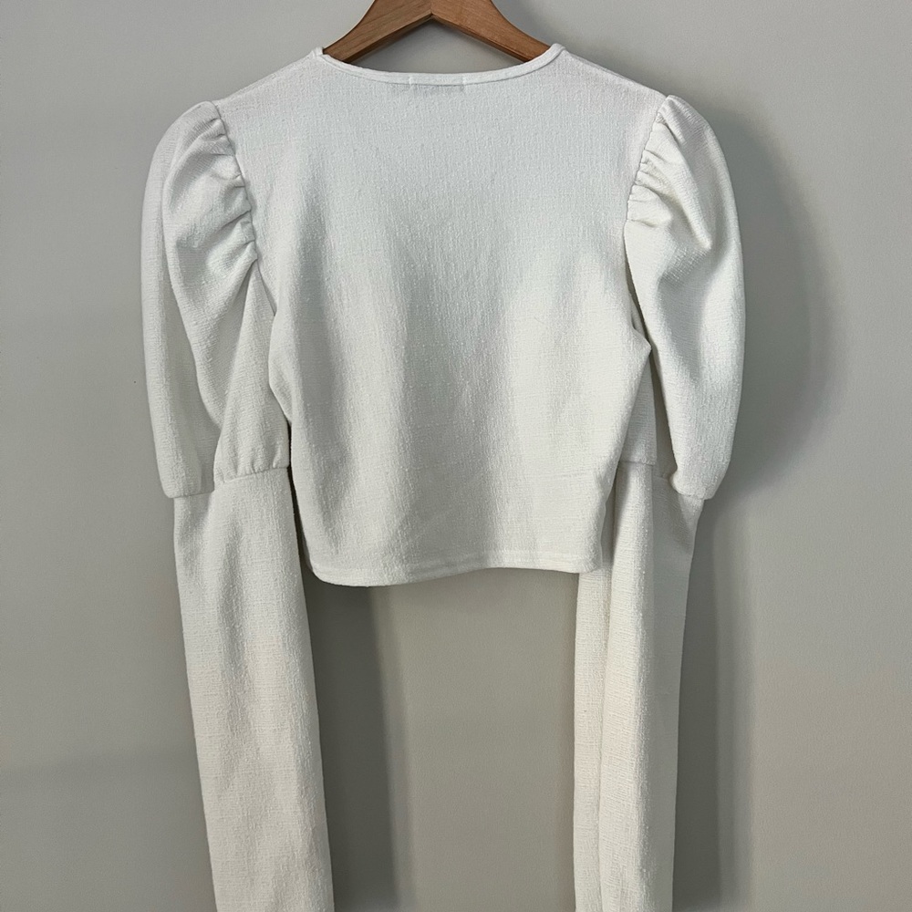 Nasty Gal White Long Sleeve Cropped Top - Picture 6 of 6